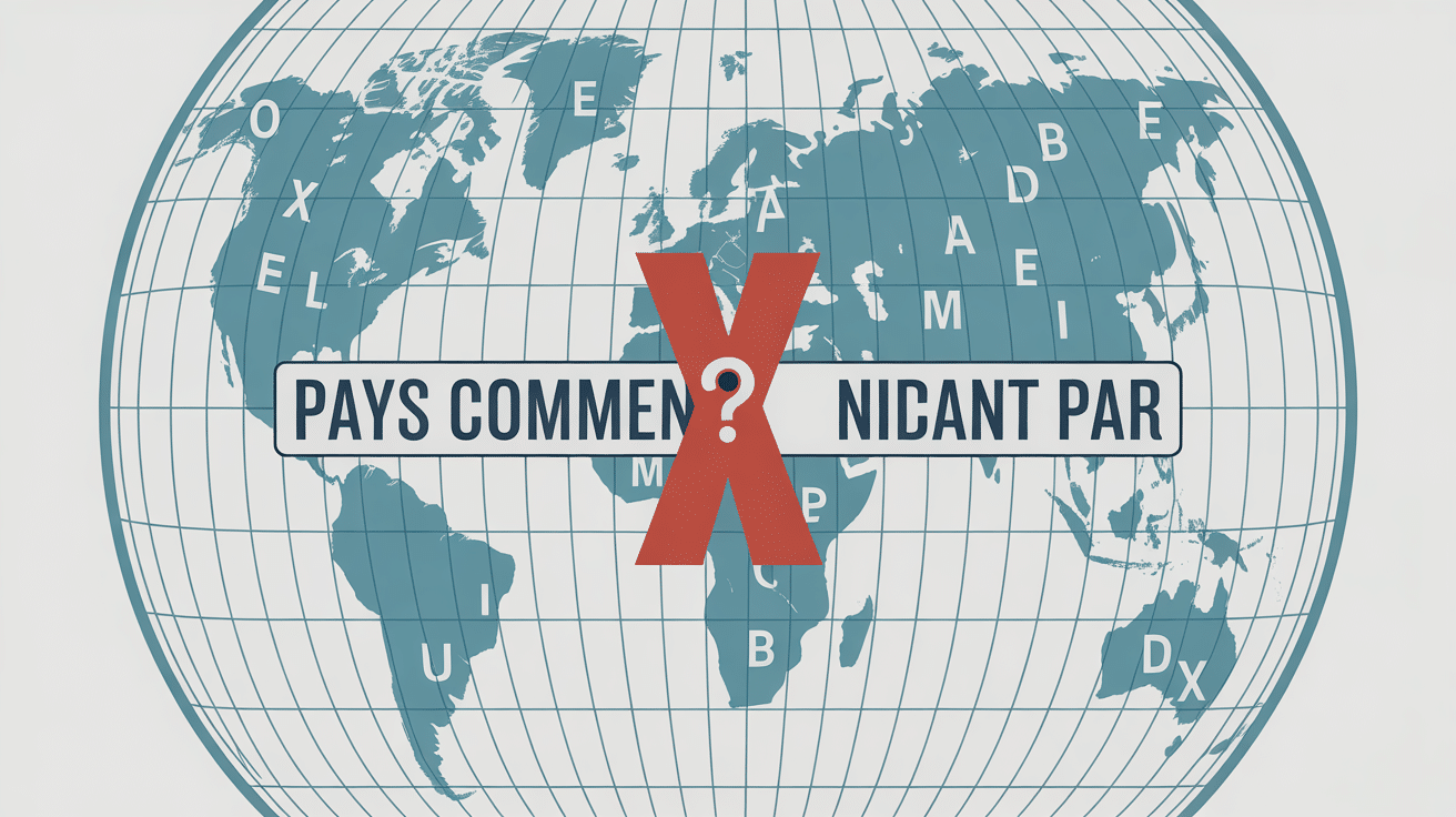 Planisphère pays qui commence par X mise en évidence