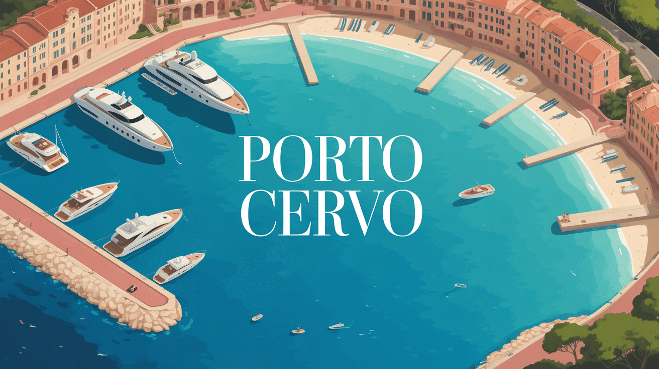 Vue aerienne porto cervo port de plaisance yachts plages turquoise