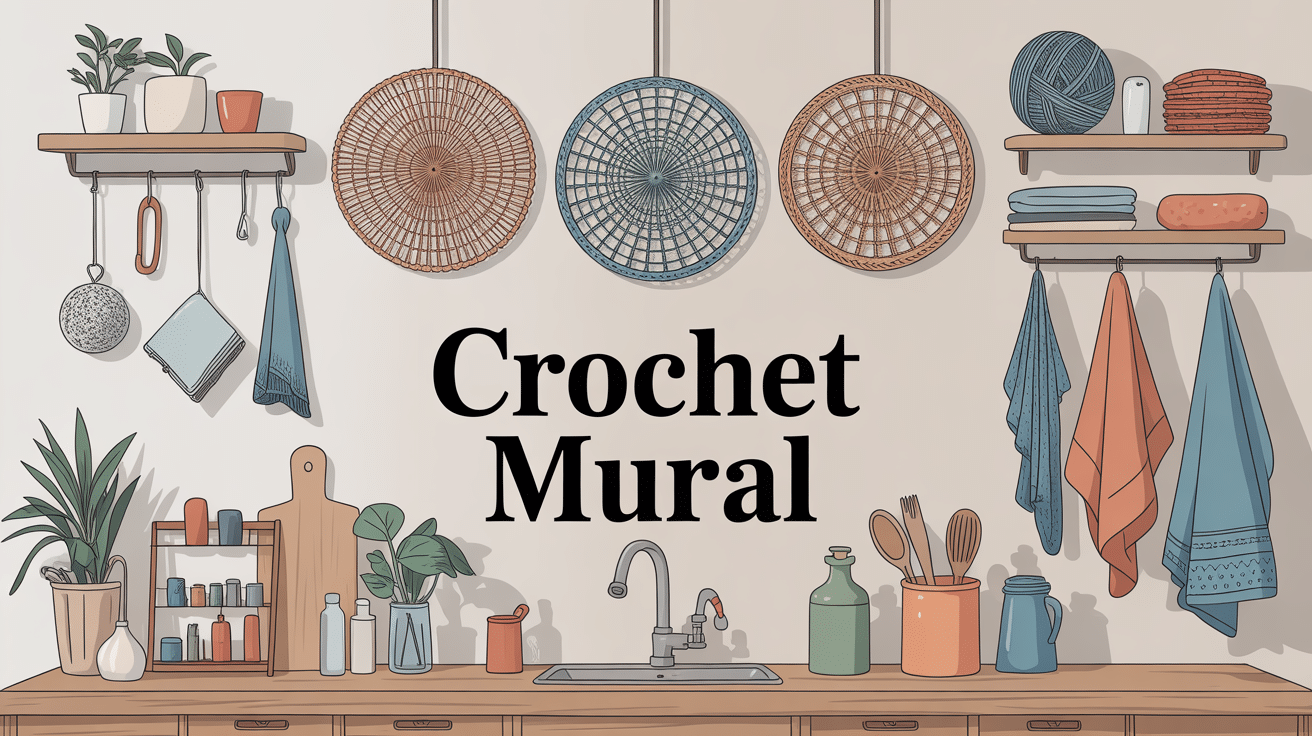 illustration crochet mural design déco et rangement