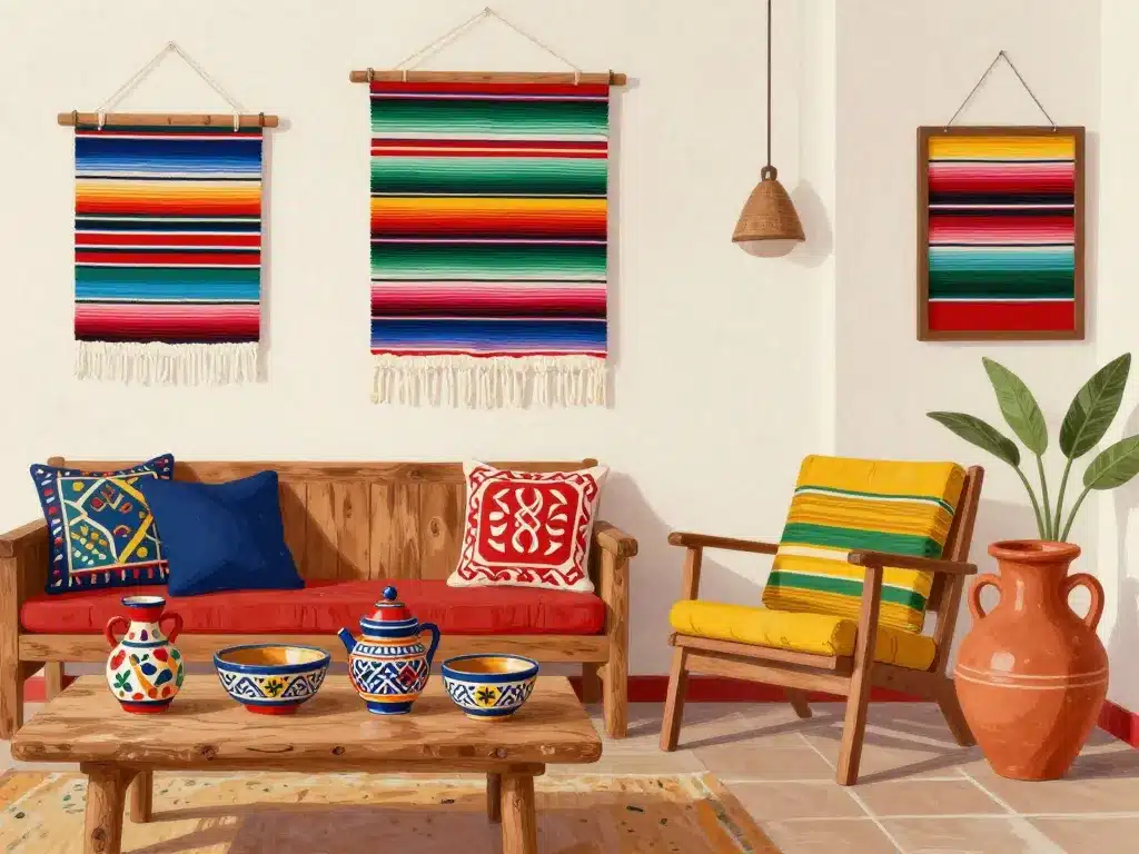 Couleurs et motifs déco mexicaine intérieure