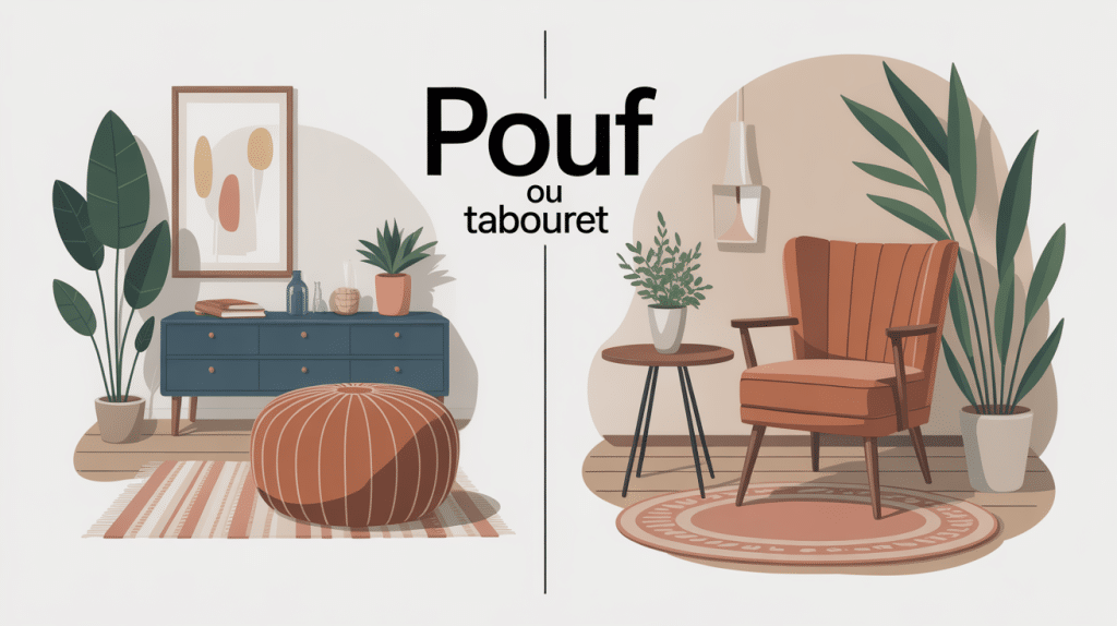 Illustration pouf ou tabouret dans intérieur moderne
