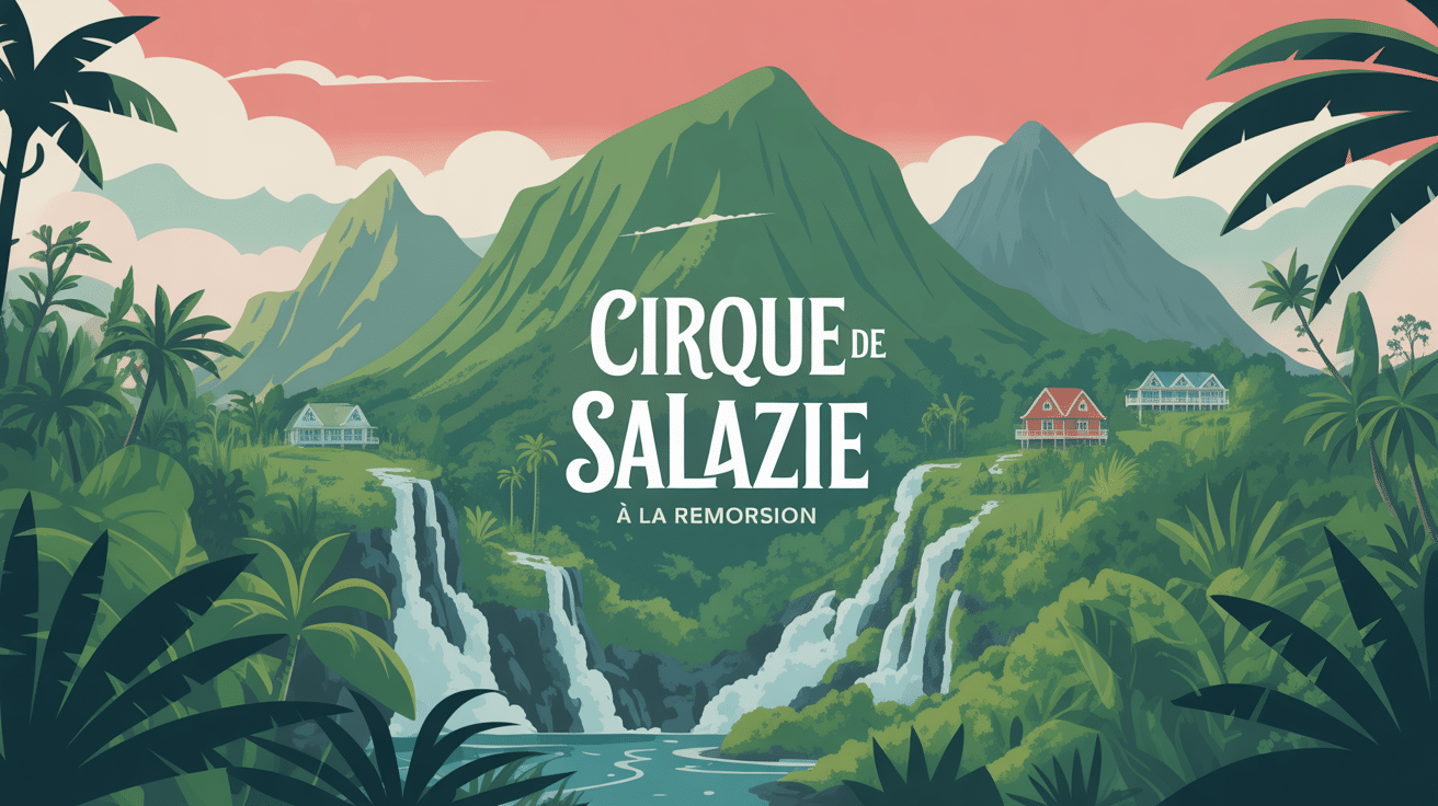 Vue du cirque de Salazie avec cascades et montagnes verdoyantes