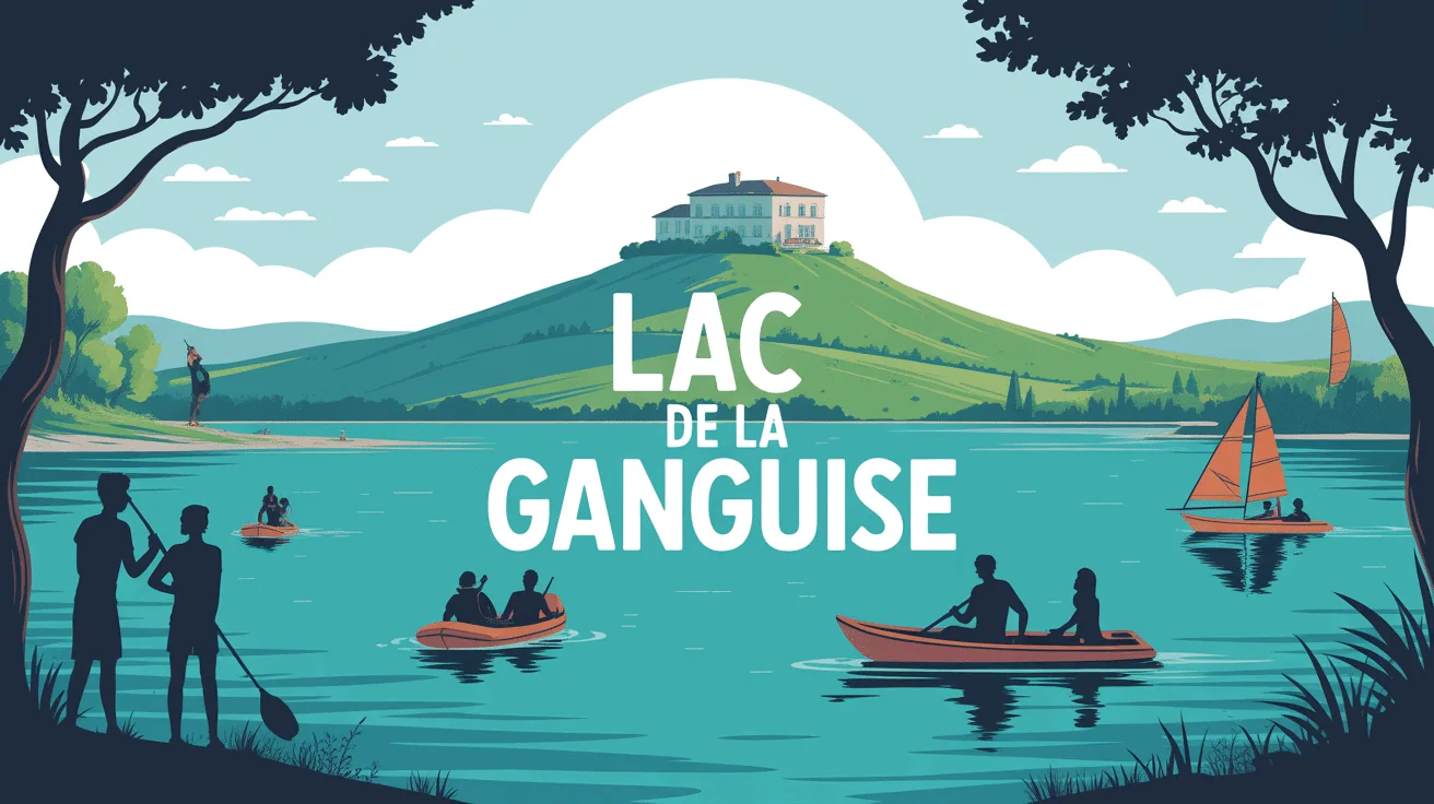 Vue centrale lac de la Ganguise été activités nautiques