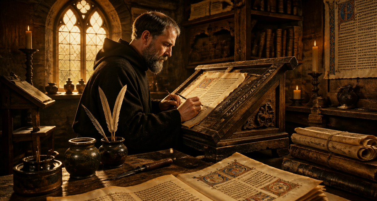 écriture au moyen age moine parchemin