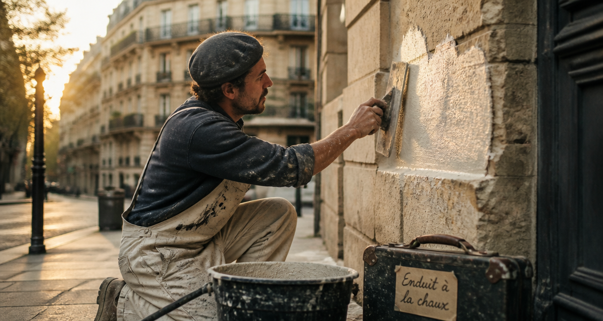 enduits à la chaux Paris sur façade en pierre