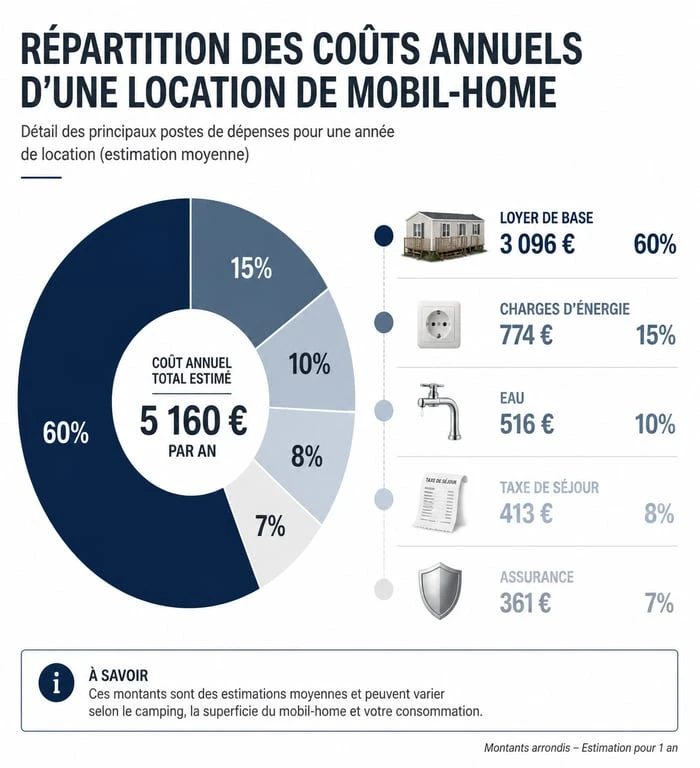 Répartition des coûts annuels pour une location de mobil-home à l'année