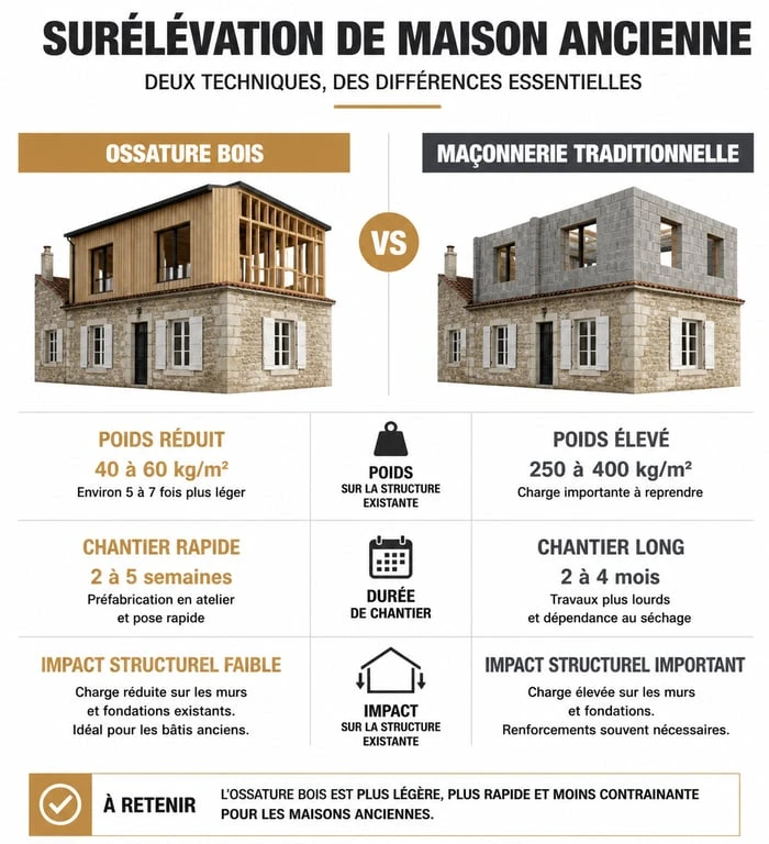 Comparatif technique des solutions de surélévation pour maison ancienne