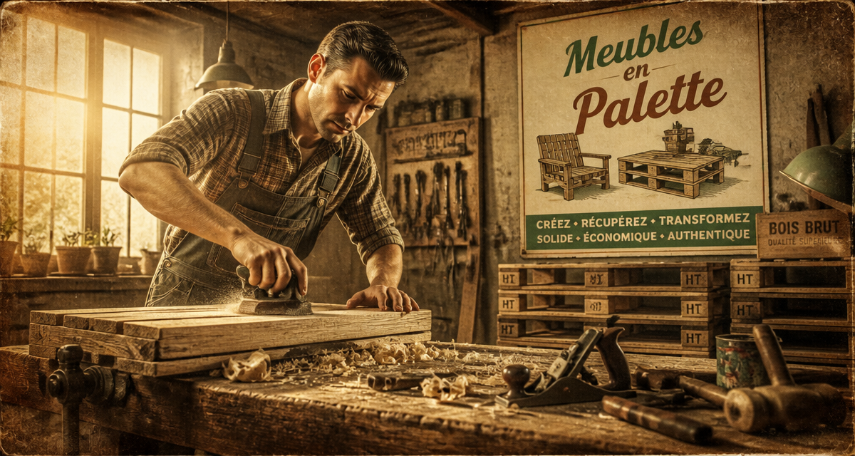 Fabriquer meuble palette homme ponçage