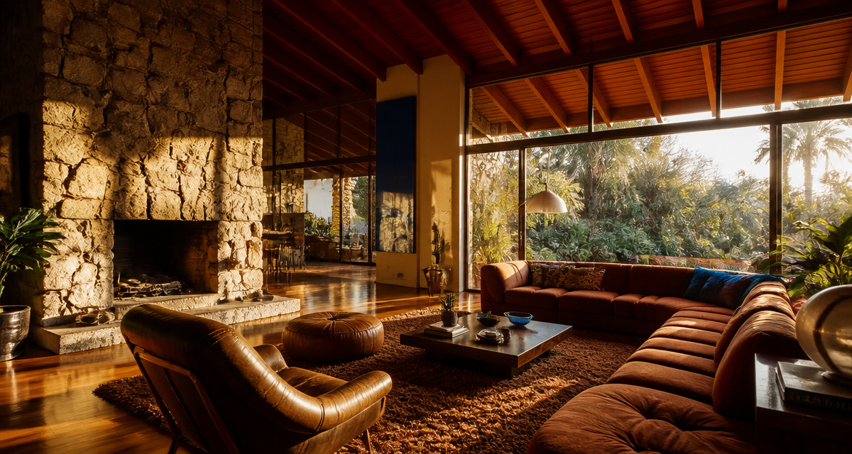 maison californienne année 70 salon lumineux