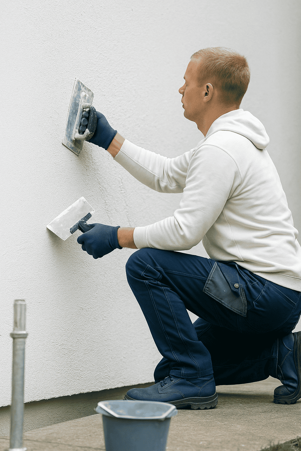 A renderer thin coat rendering a wall