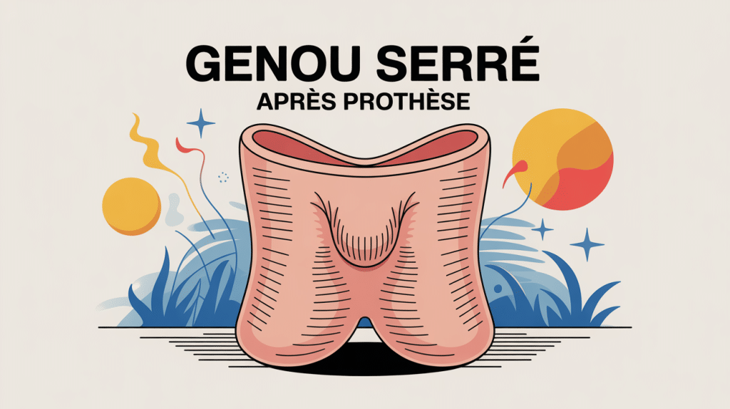 genoux comme serré dans un étau après opération prothèse vue stylisée