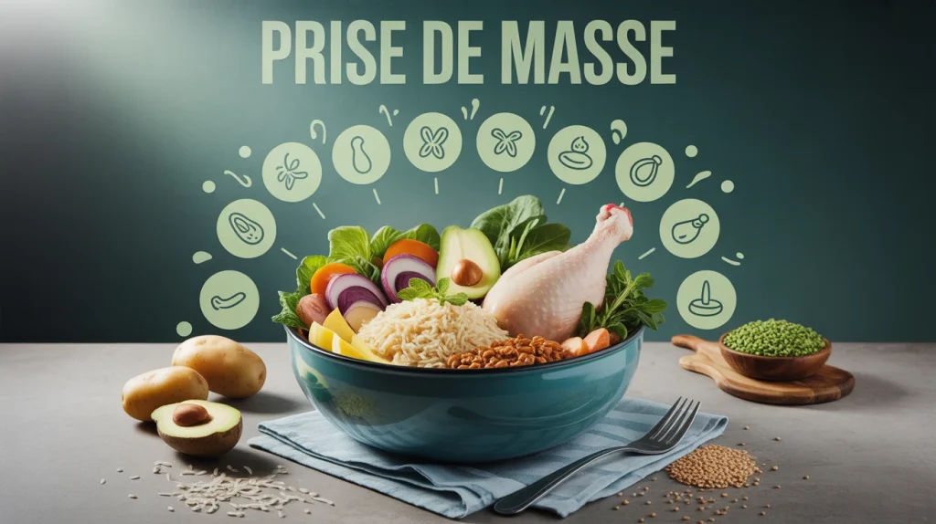 manger prise de masse bol poulet riz avocat