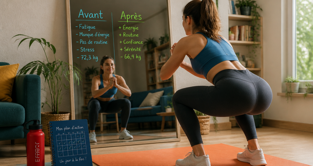 50 squats par jour avant apres femme miroir