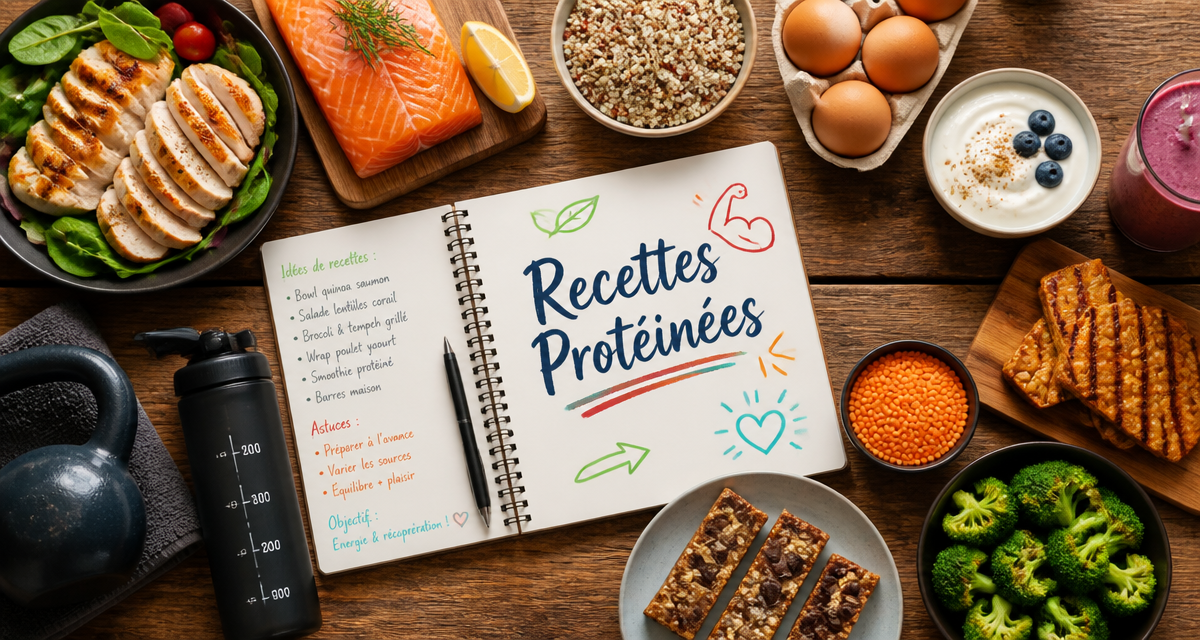 recette riche en proteine musculation table ingrédients variés