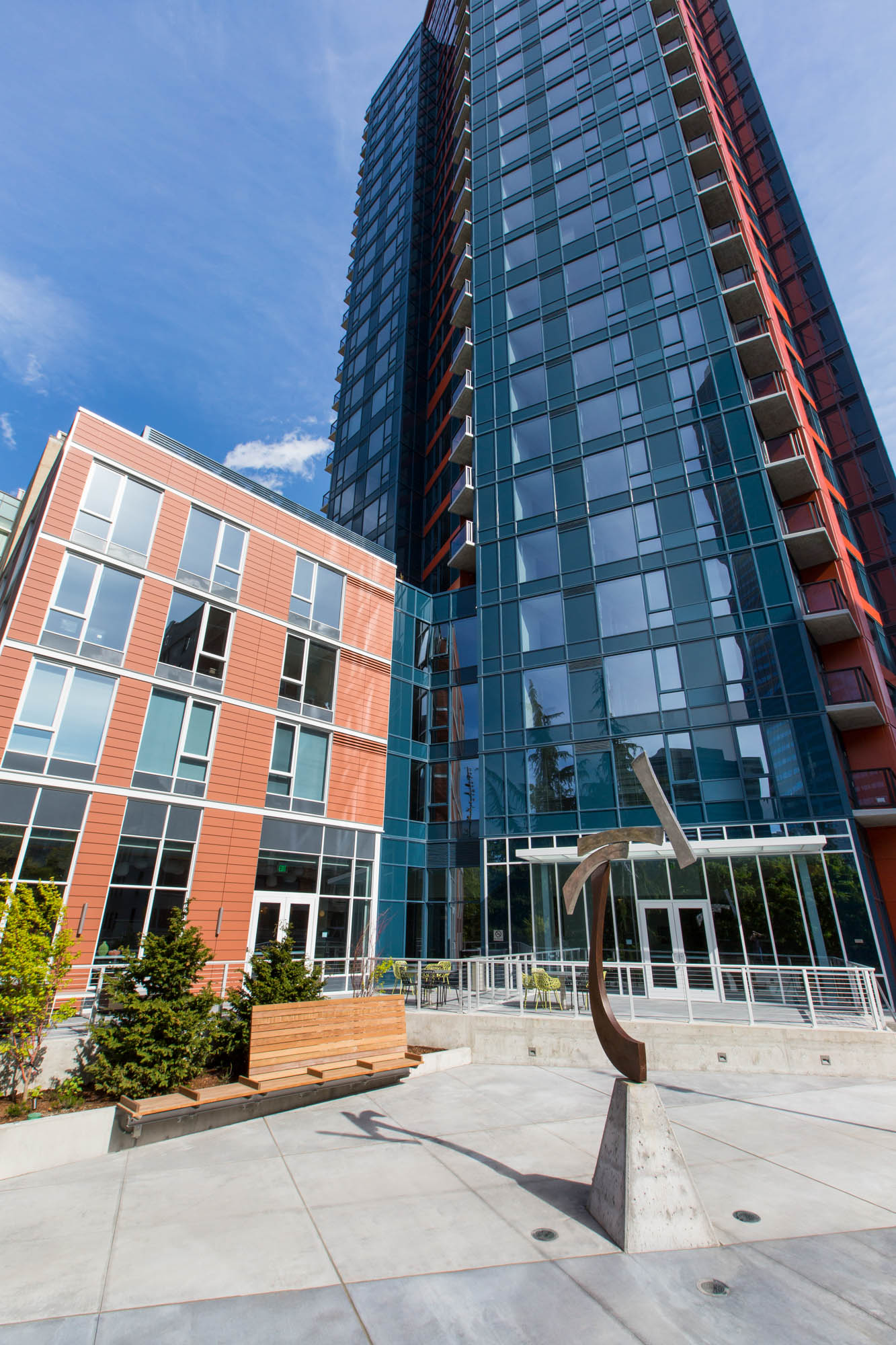 The exterior of Cielo, a luxury apartment building in downtown Seattle.