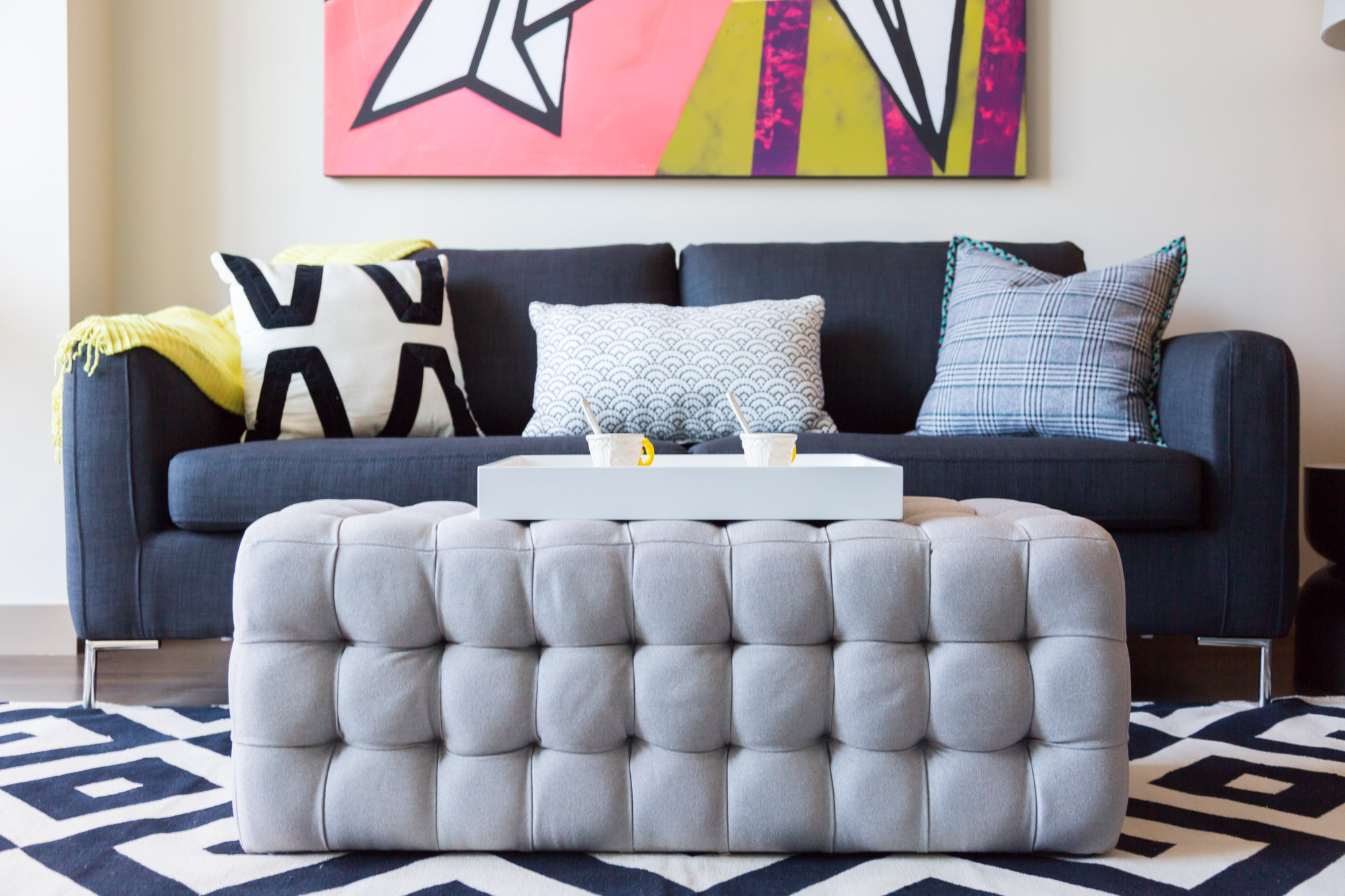 A living area in a Cielo luxury apartment in downtown Seattle.