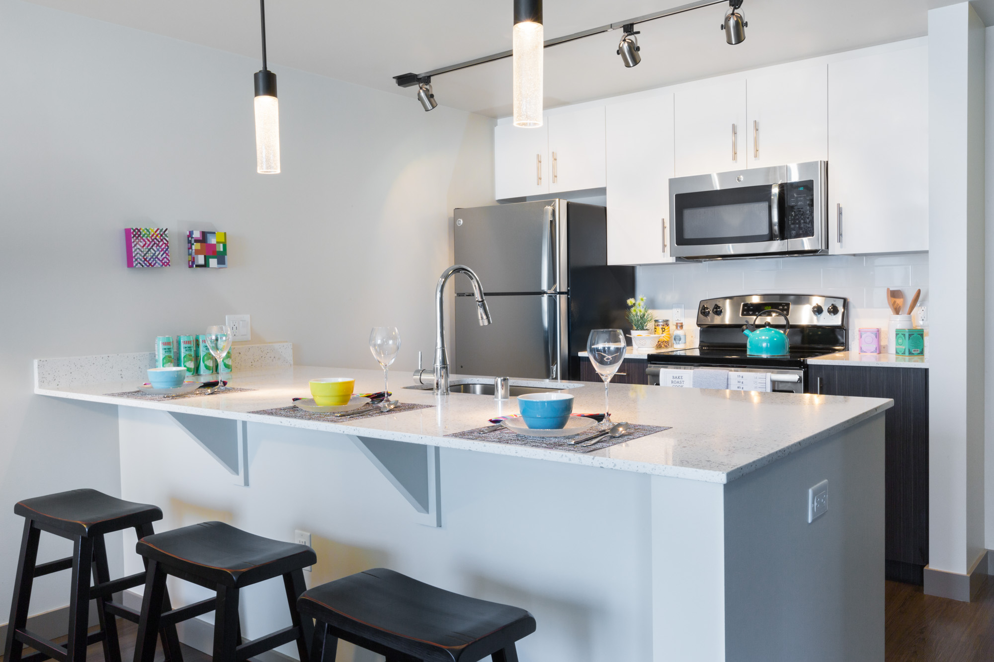 A kitchen in a Cielo luxury apartment in downtown Seattle.