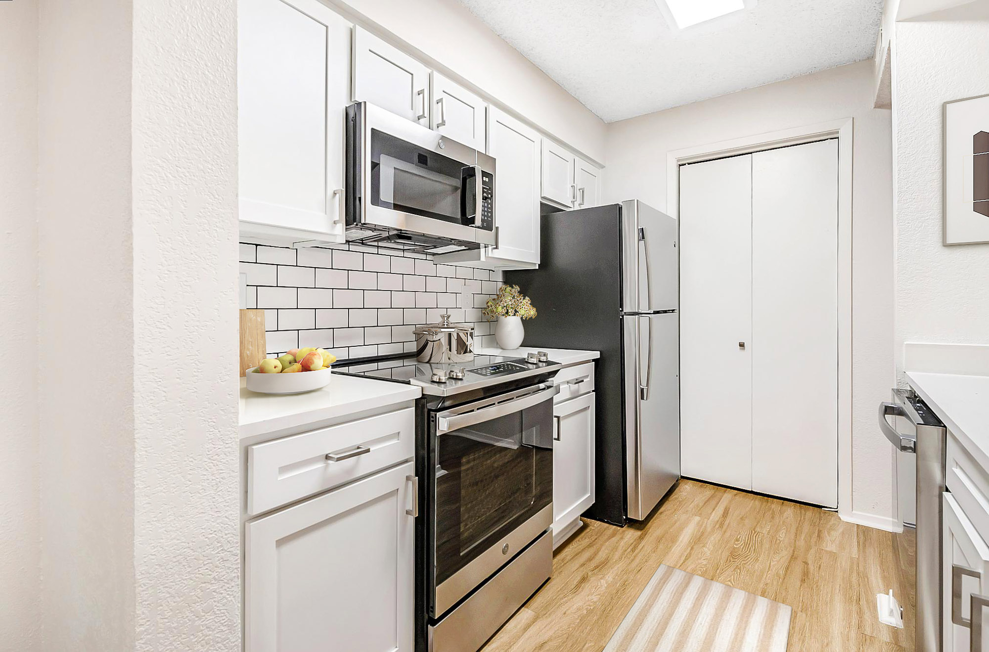 A kitchen at Canyon Chase apartments in Westminster, CO.