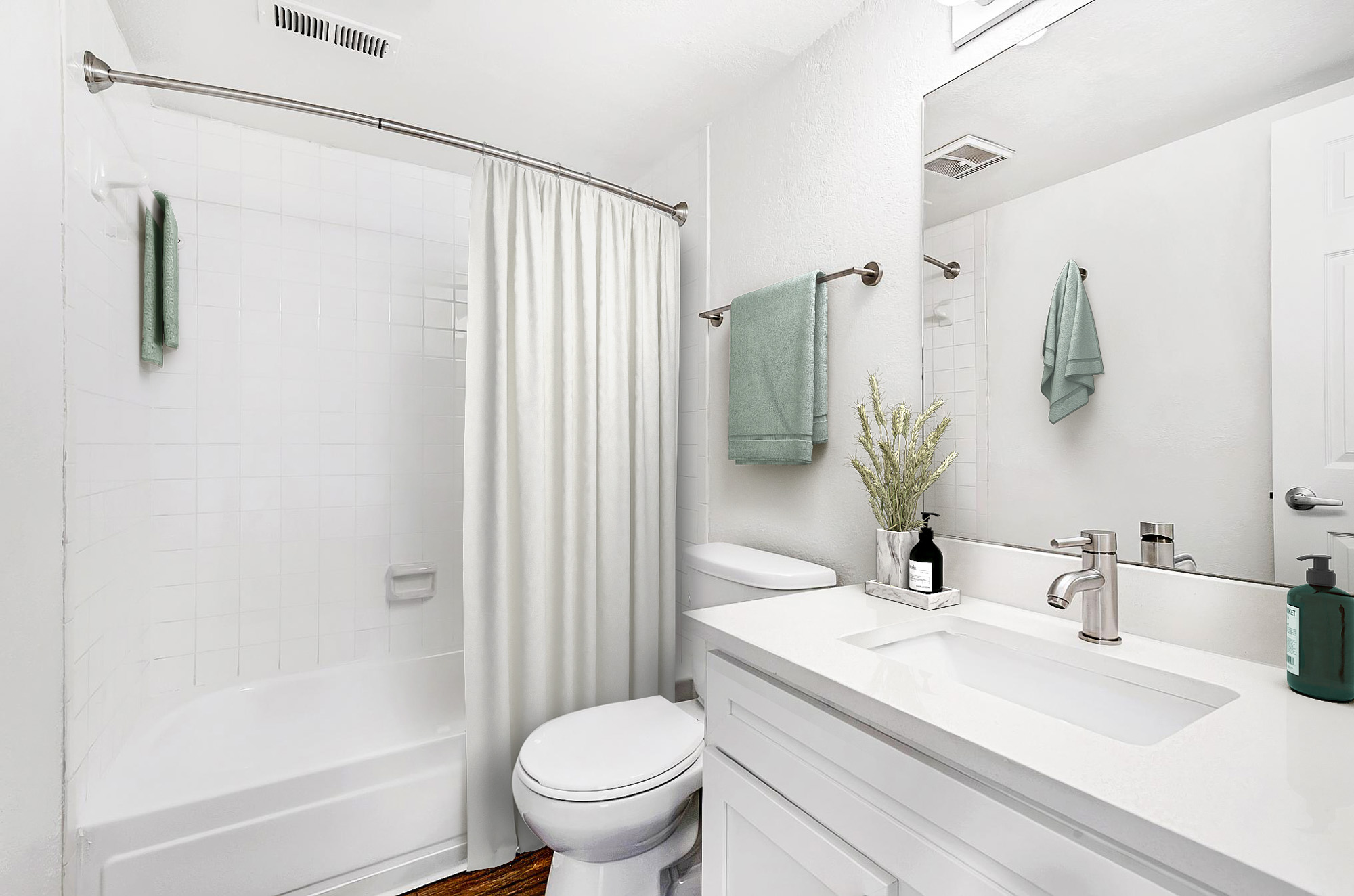 A bathroom at Canyon Chase apartments in Westminster, CO.