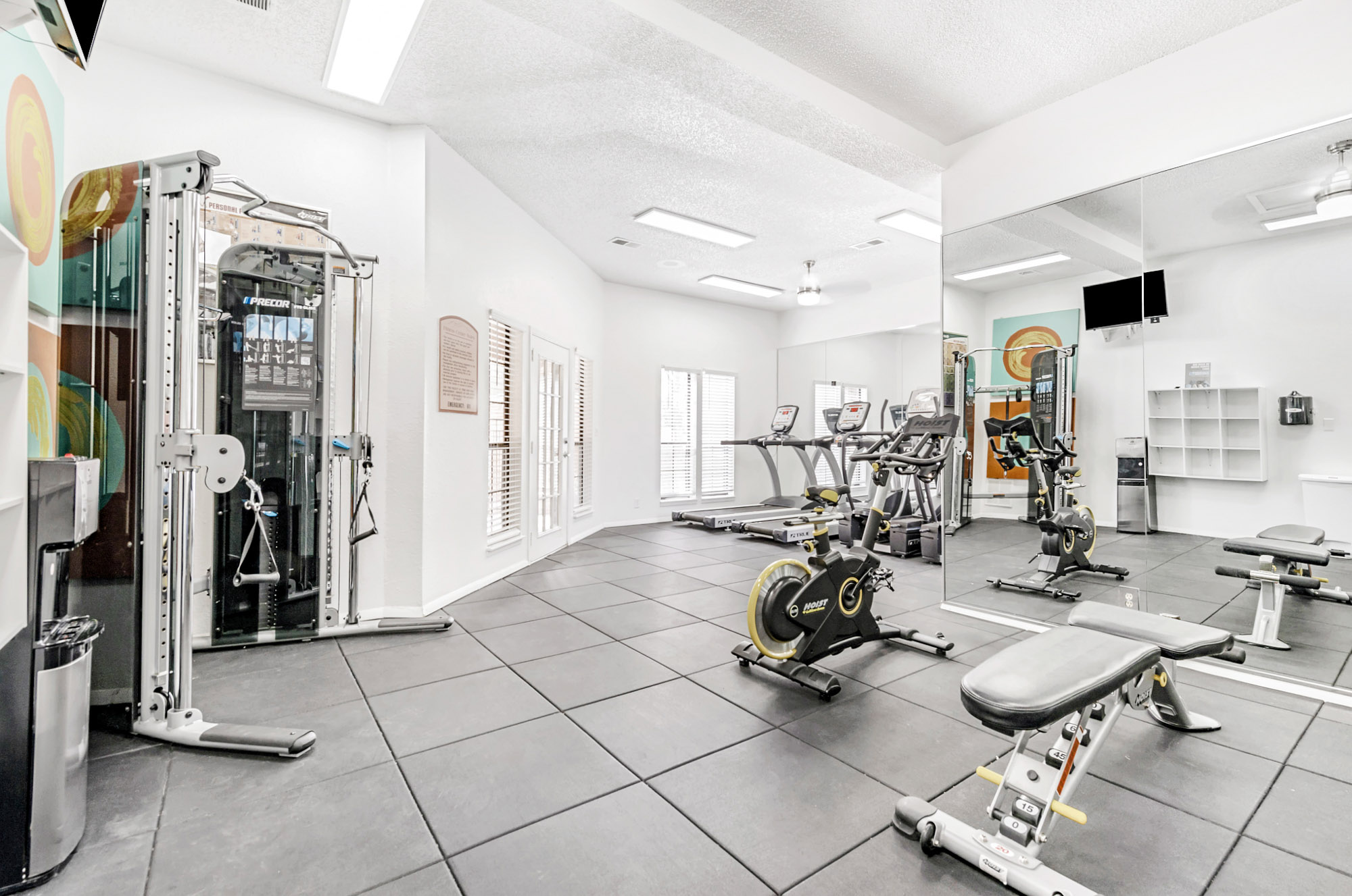 The fitness center at Canyon Chase apartments in Westminster, CO.
