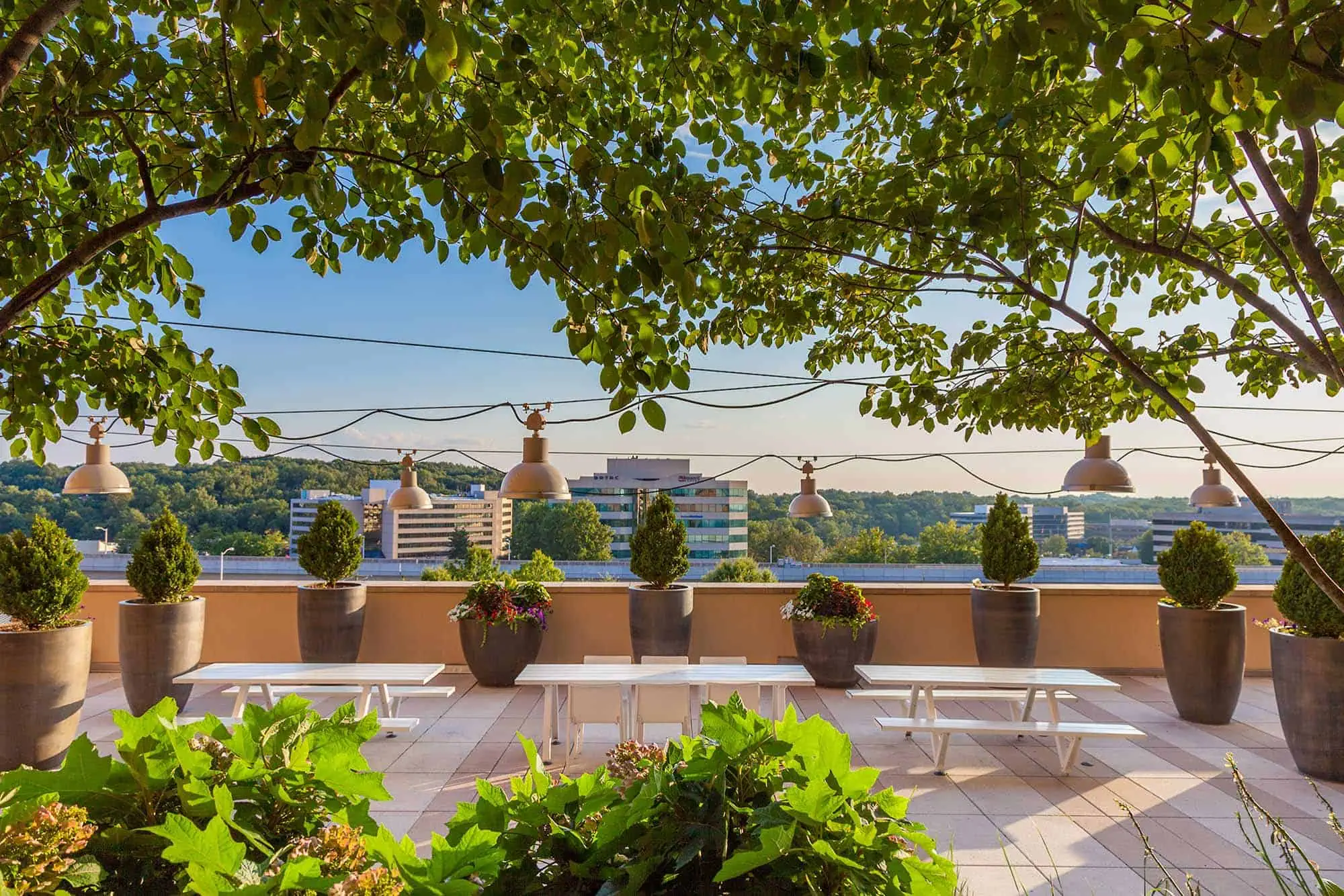 Outdoor Terrace at 8241 Broad apartments in McLean, Virginia.