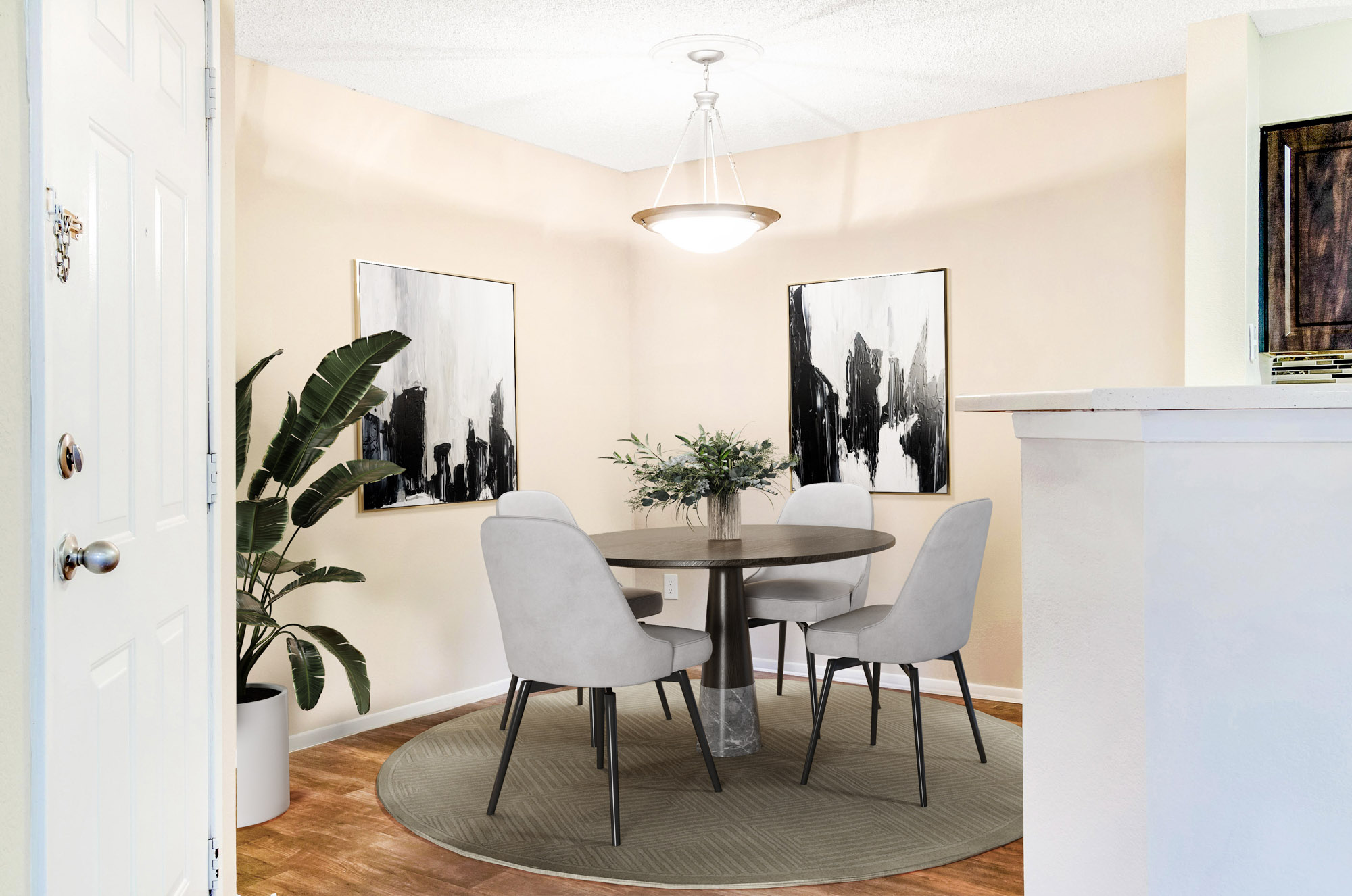 A dining area at Canyon Chase apartments in Westminster, CO.