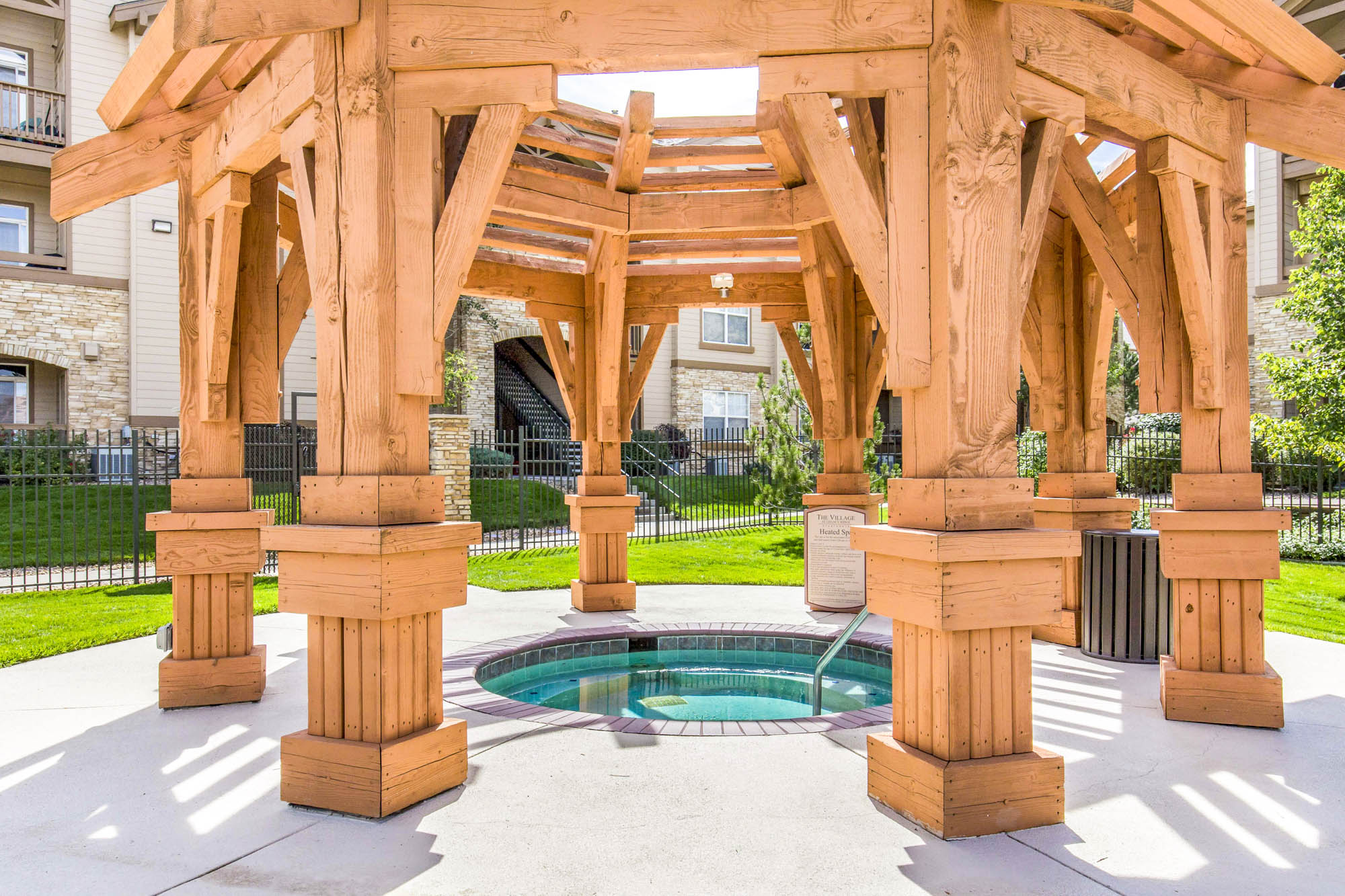 The hot tub at The Village at Legacy Ridge apartments near Denver, CO.