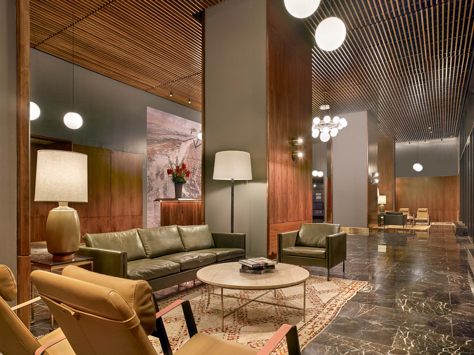 The lobby in The Eugene apartment in Manhattan, New York.