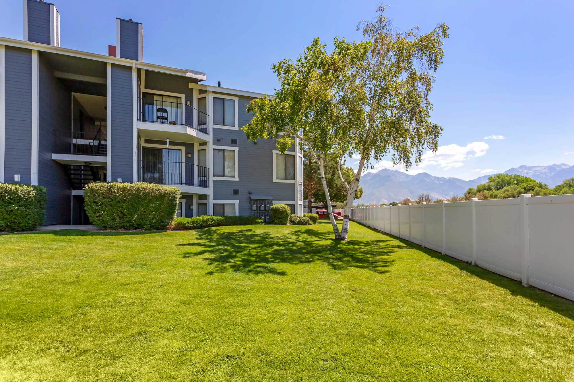 The exterior of a building at James Pointe apartments near Salt Lake City, Utah.