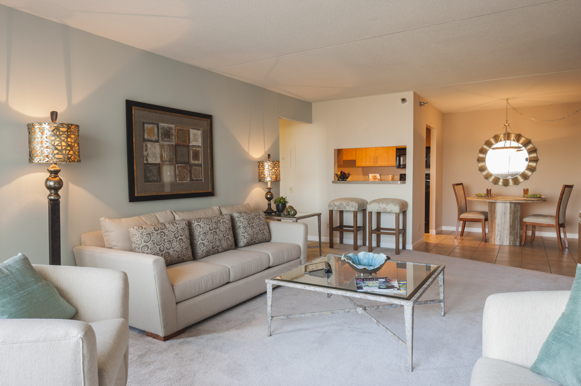 Living area at One Franklin Town in Philadelphia, PA