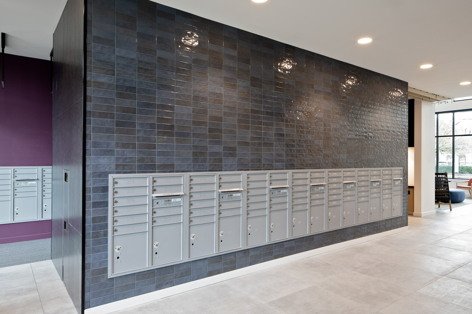 The mail room at Verso apartments in Beaverton, Oregon.