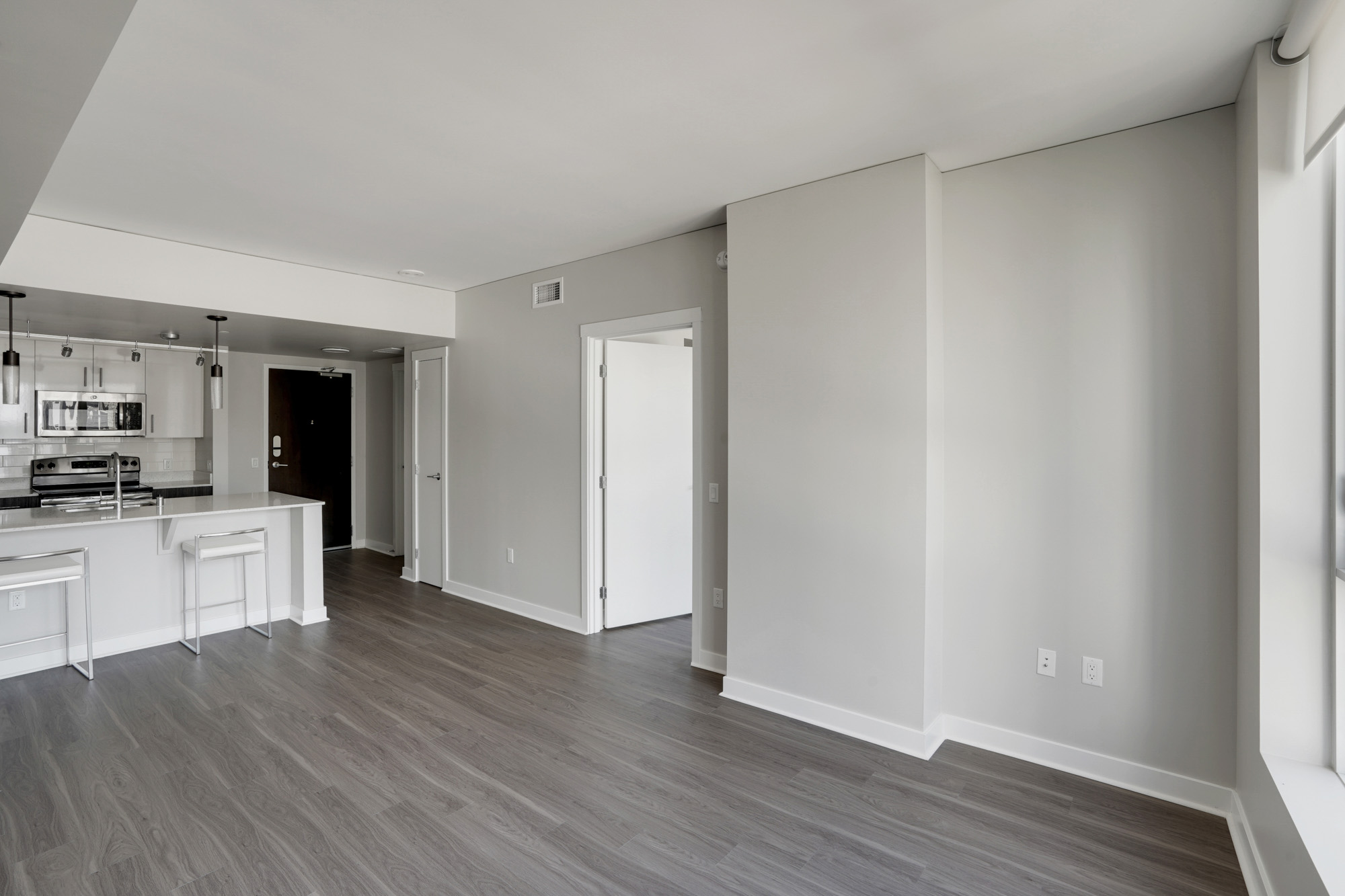 A living area in a Cielo luxury apartment in downtown Seattle.