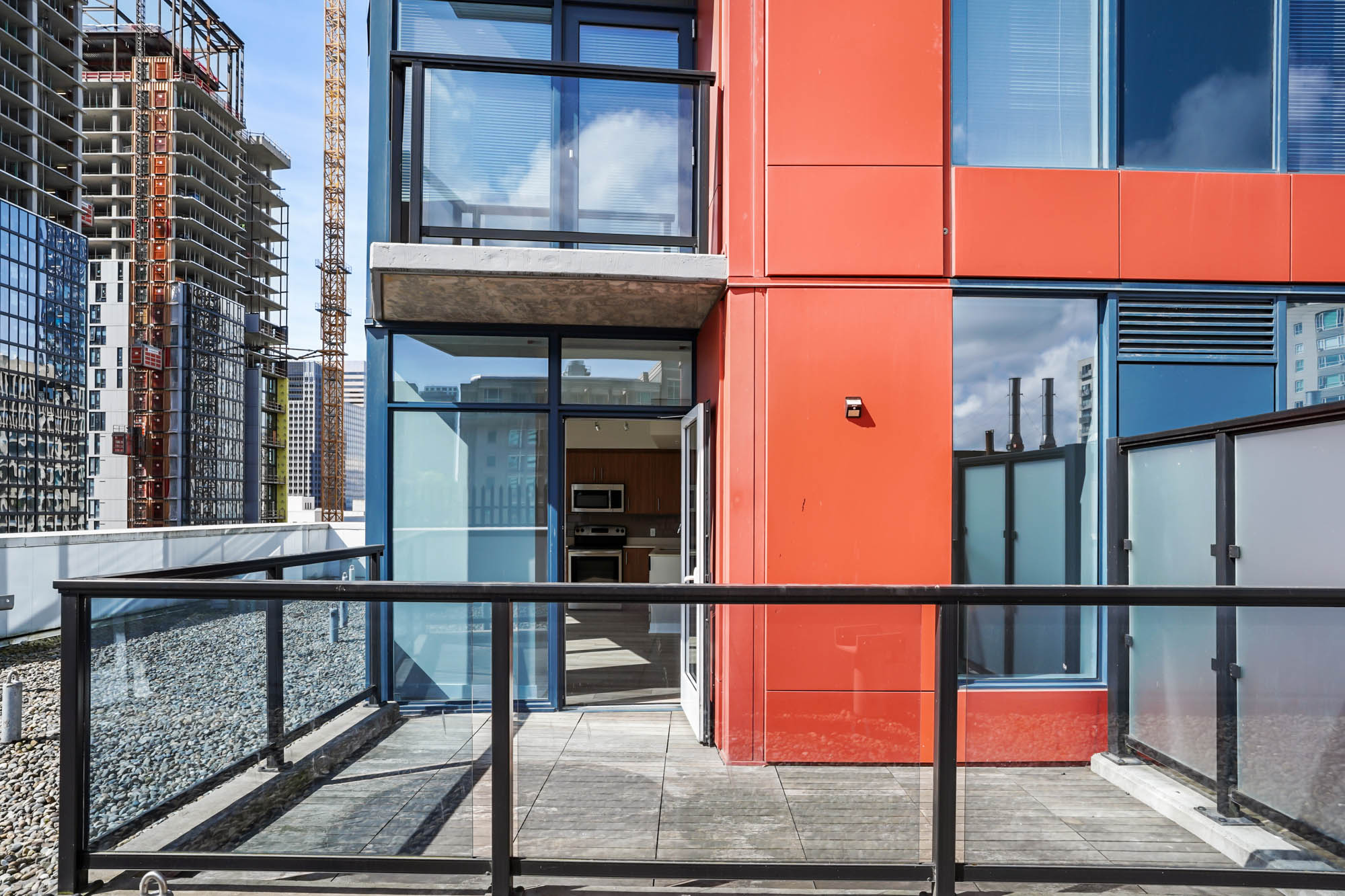 The balcony of a luxury apartment in downtown Seattle.