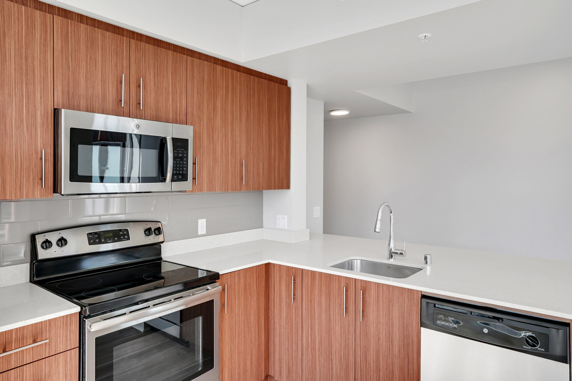 A kitchen in a Cielo luxury apartment in downtown Seattle.