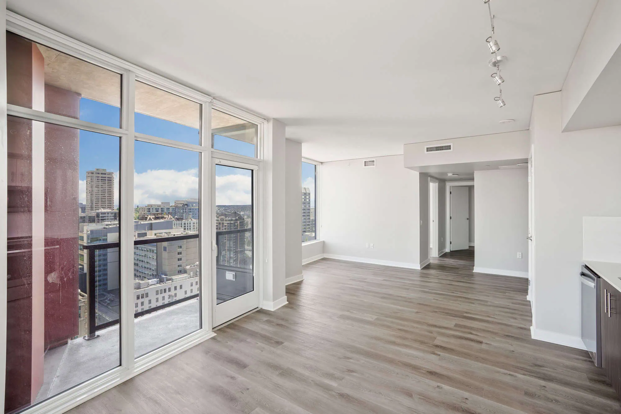 A living area in a Cielo luxury apartment in downtown Seattle.
