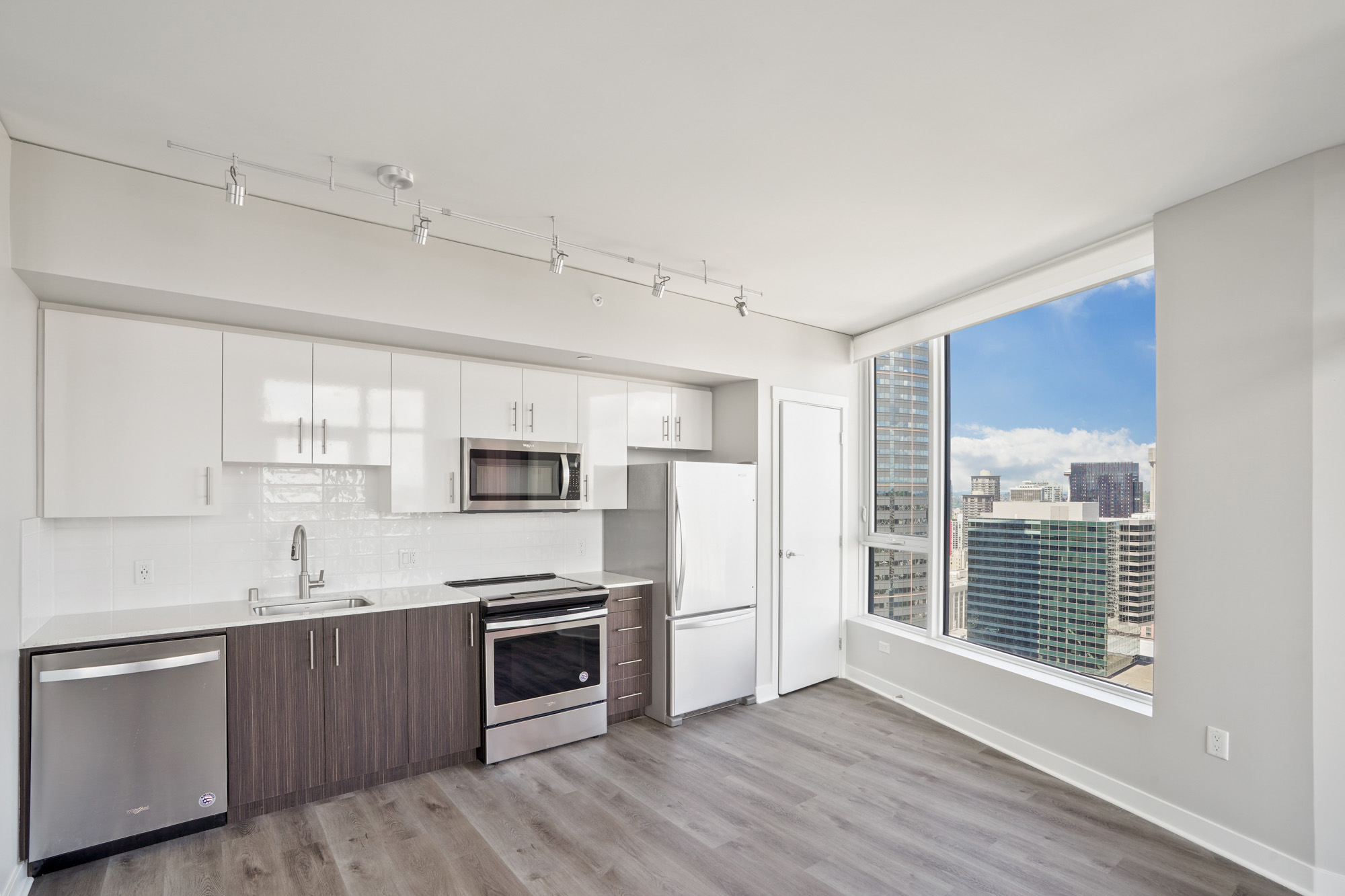 A kitchen in a Cielo luxury apartment in downtown Seattle.