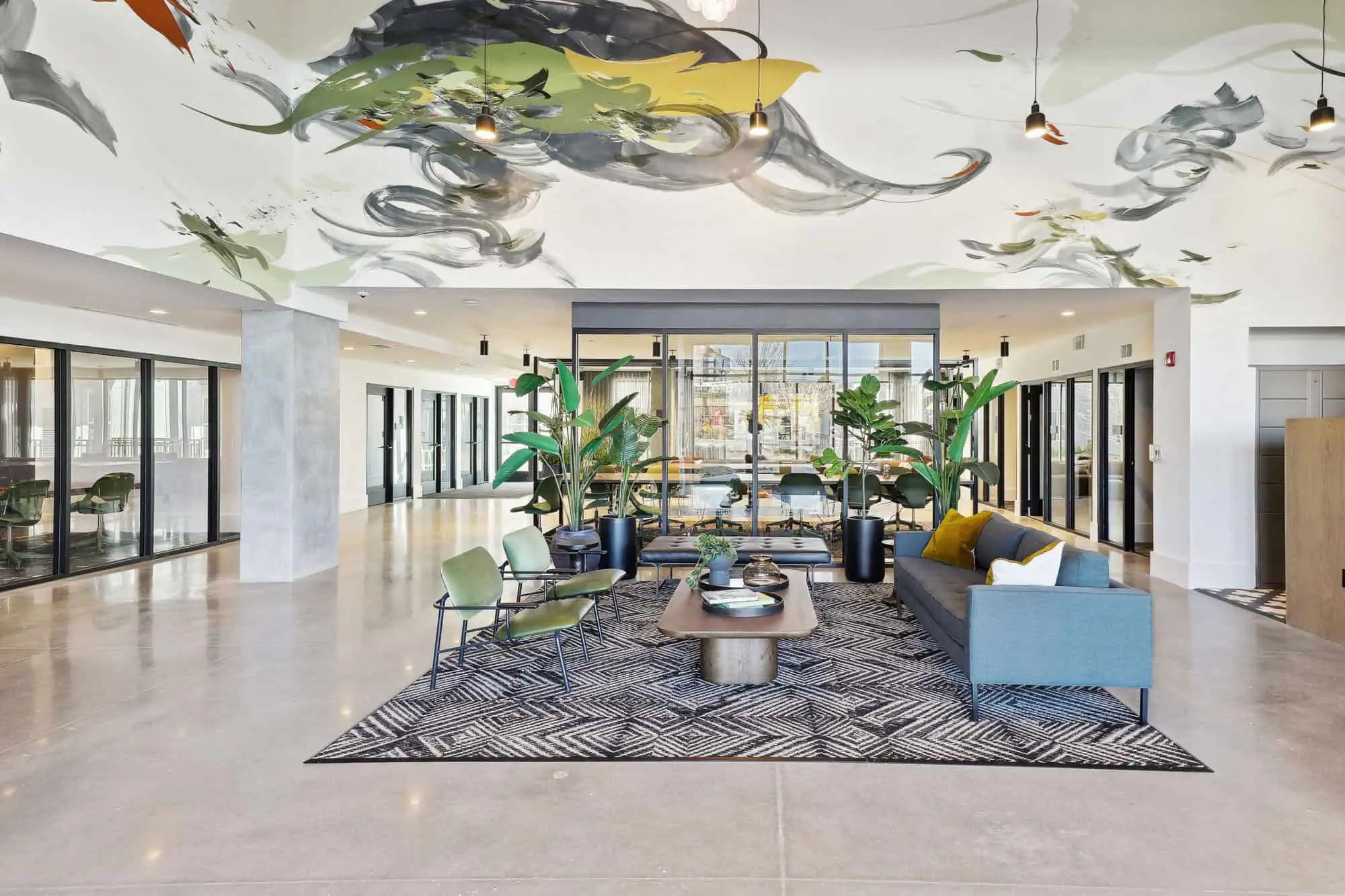 The coworking space at Tallulah apartments in Atlanta, Georgia.