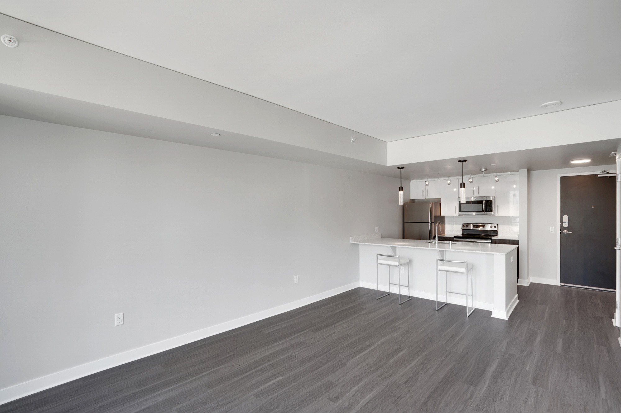 A living area in a Cielo luxury apartment in downtown Seattle.