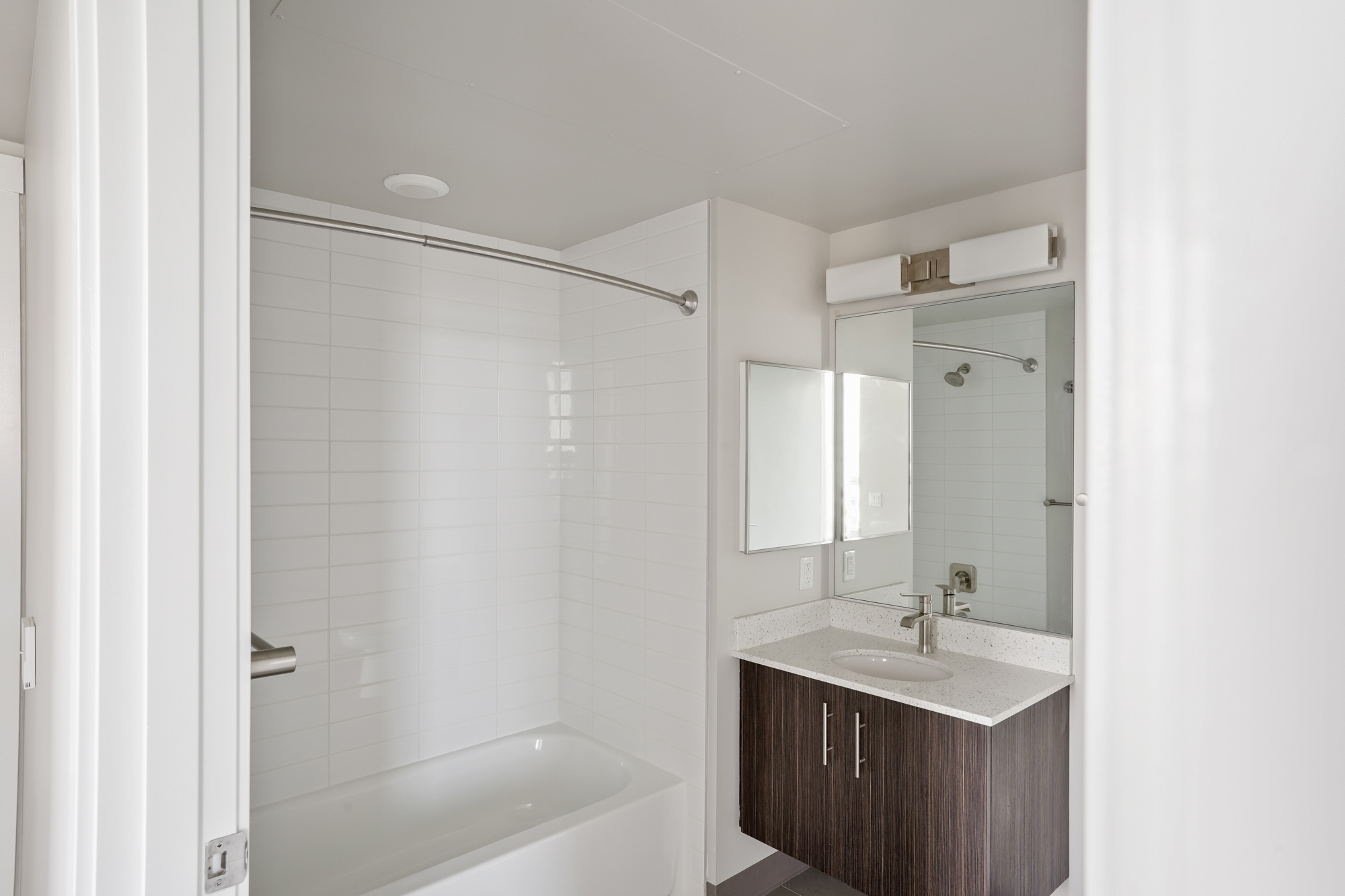 A bathroom in a Cielo luxury apartment in downtown Seattle.