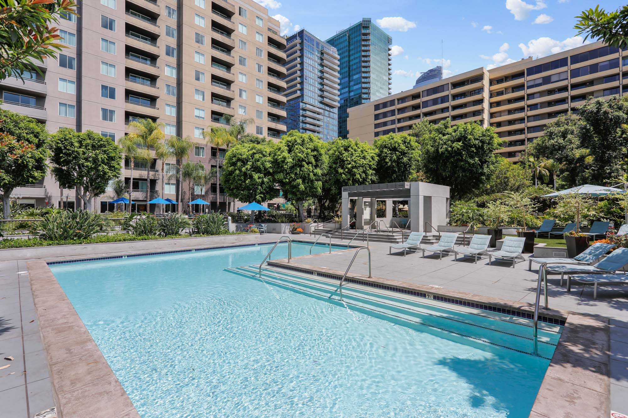 The pool at The Met apartments in downtown Los Angeles, California.
