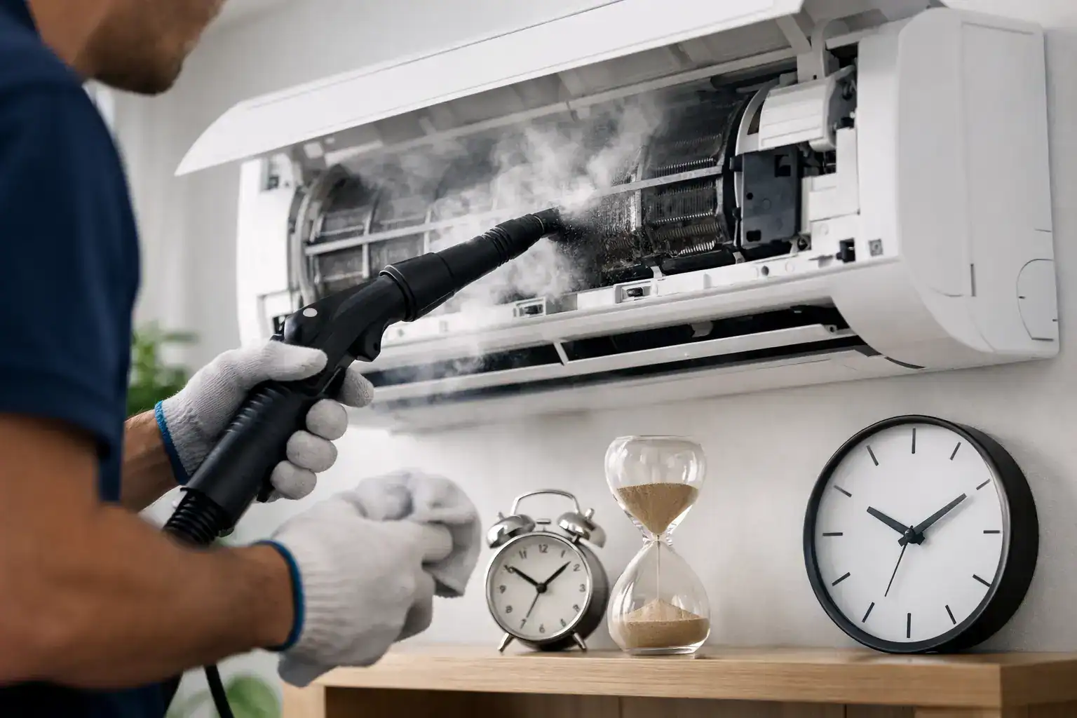 كم مدة تنظيف المكيف؟ الوقت الحقيقي حسب النوع