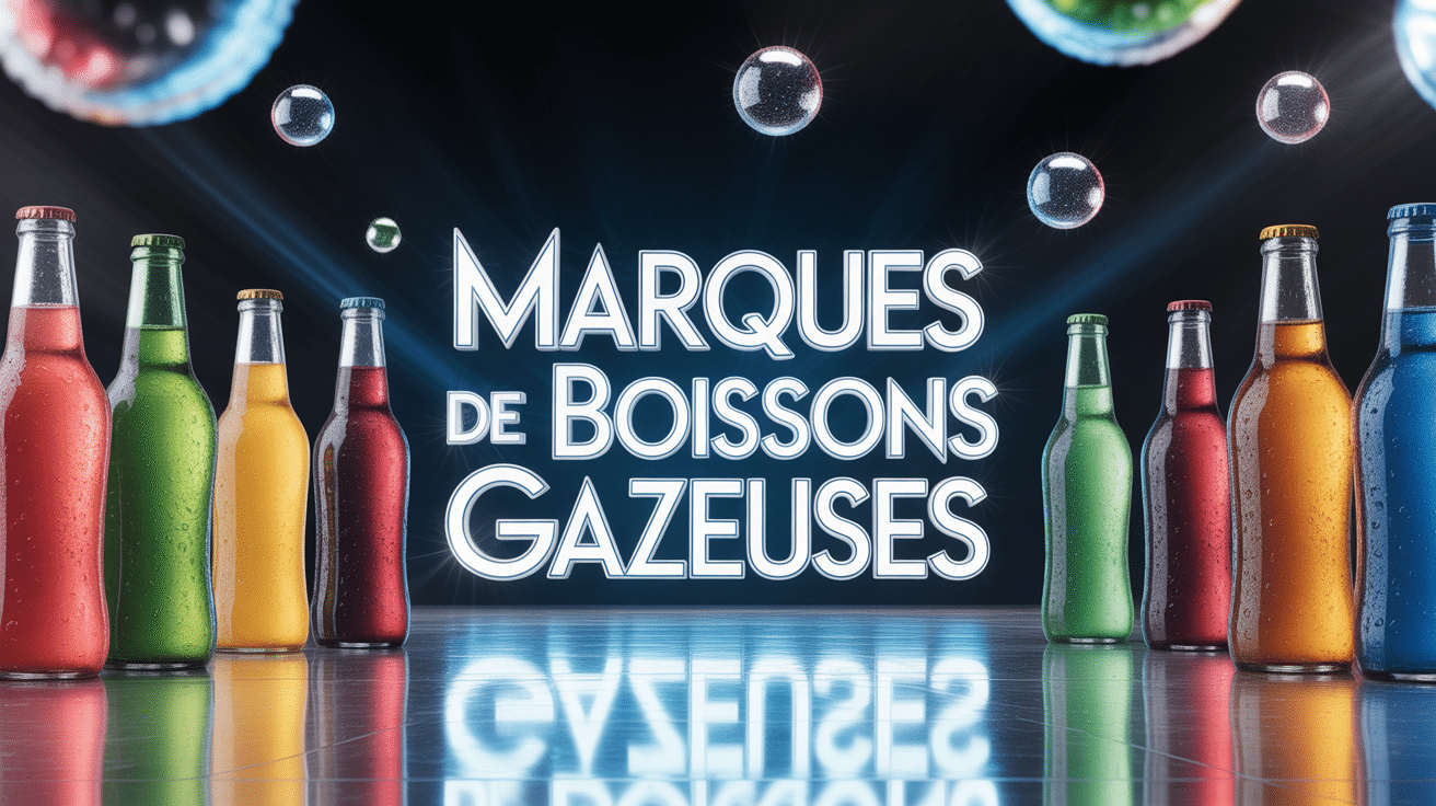 Vue ensemble boissons gazeuses marques iconiques