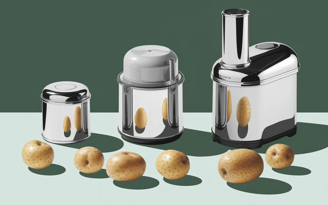 Différents coupeurs de pomme de terre disposés côte à côte