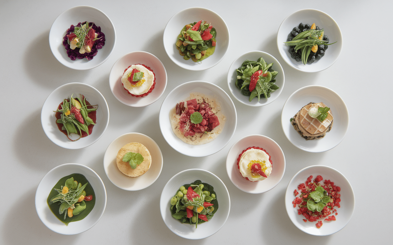 Dressage assiette équilibre couleurs vue aérienne