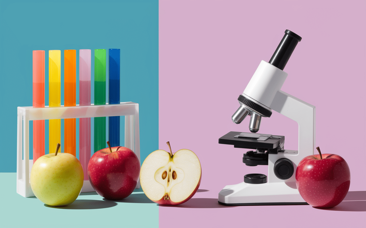 pomme bleue laboratoire scientifique expérience