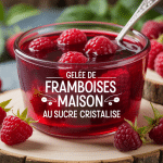 Pot gelée de framboises avec sucre cristallisé artisanal