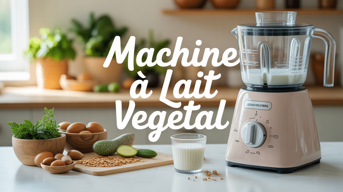 machine à lait végétal électrique sur plan de travail avec ingrédients