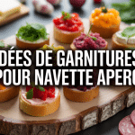 Navette apéro idée garniture sur plateau élégant