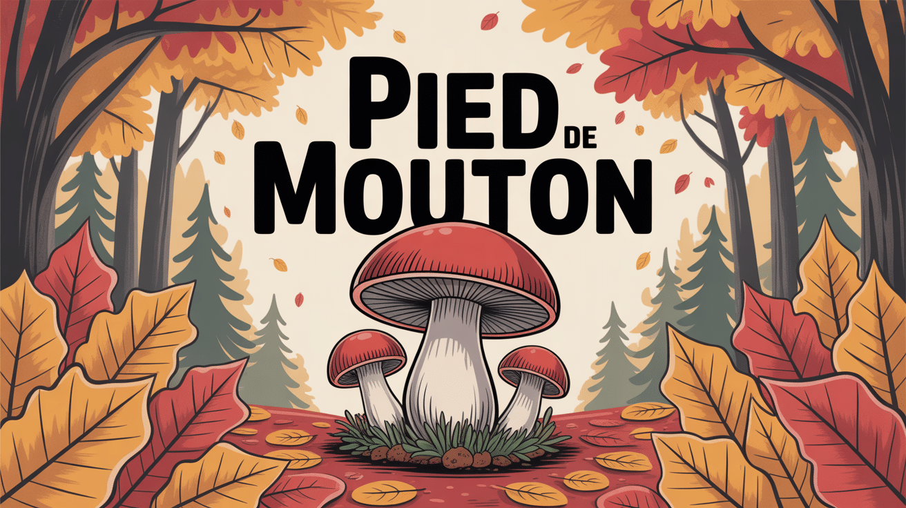 Illustration pied de mouton champignon automne