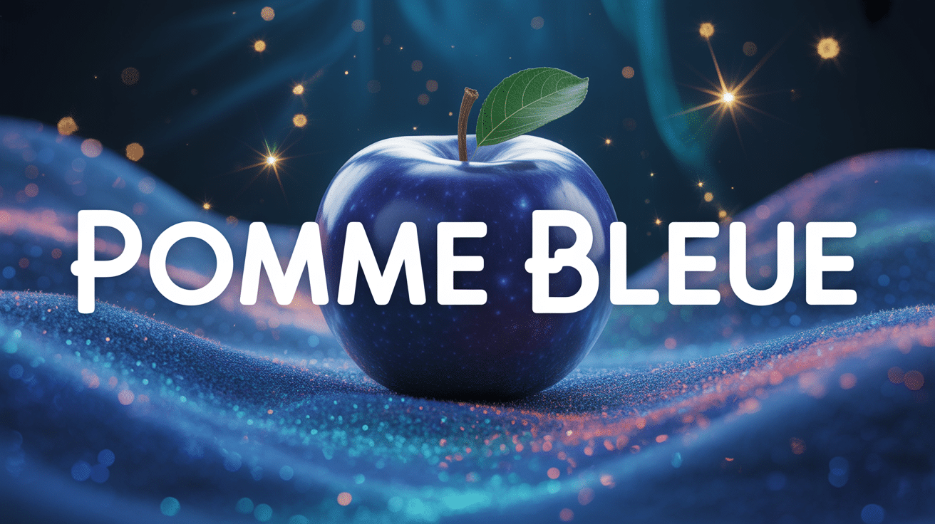 pomme bleue flottant décor mystérieux titre magique